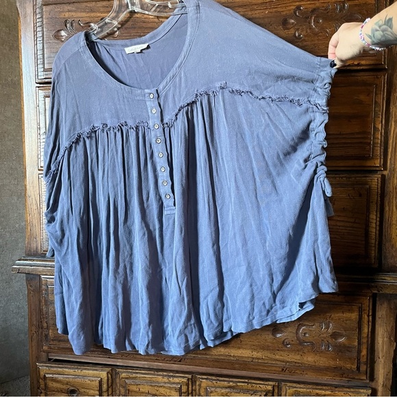 Oli & Hali Slate Blue Oversized Tunic with Button Detail - Picture 2 of 7